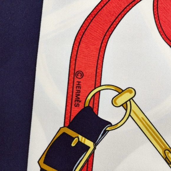 Hermes Scarf with Gold, Black, and Red Design - Picture 6 of 7